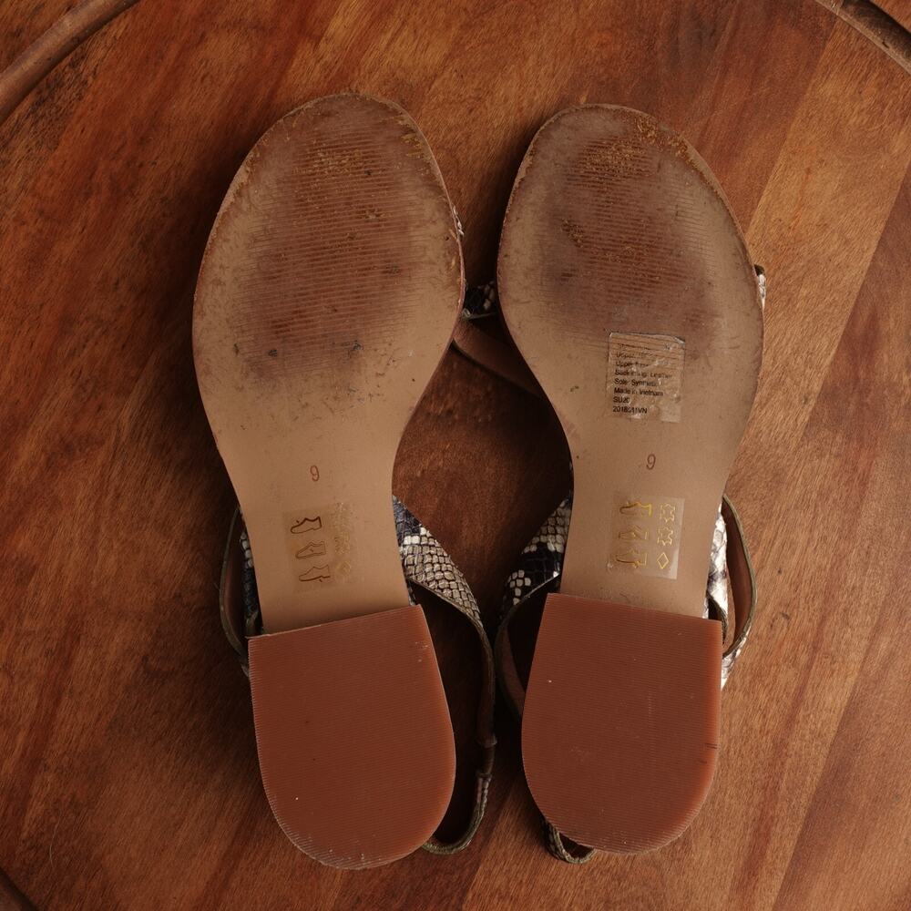 Madewell Snake Print Leather Sandals in Beige Black - Picture 11 of 14